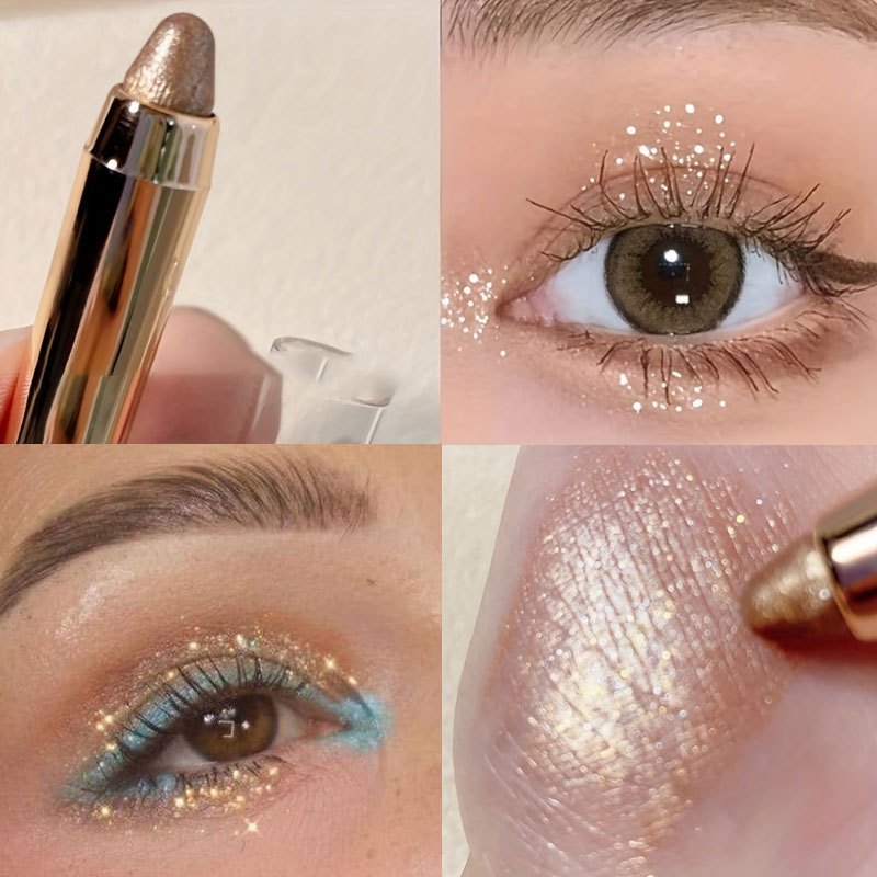 Eyeshadow Stick Double-head Design Not Easy To Smudge Long-wearing Pearly Eye Shadow Pen With Brush