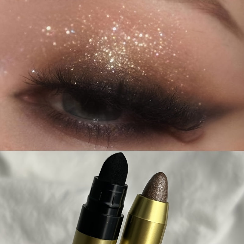 Eyeshadow Stick Double-head Design Not Easy To Smudge Long-wearing Pearly Eye Shadow Pen With Brush