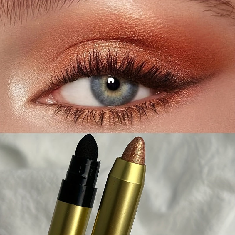 Eyeshadow Stick Double-head Design Not Easy To Smudge Long-wearing Pearly Eye Shadow Pen With Brush