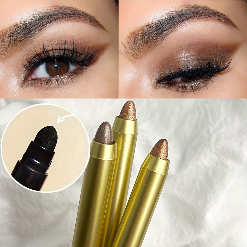 Eyeshadow Stick Double-head Design Not Easy To Smudge Long-wearing Pearly Eye Shadow Pen With Brush