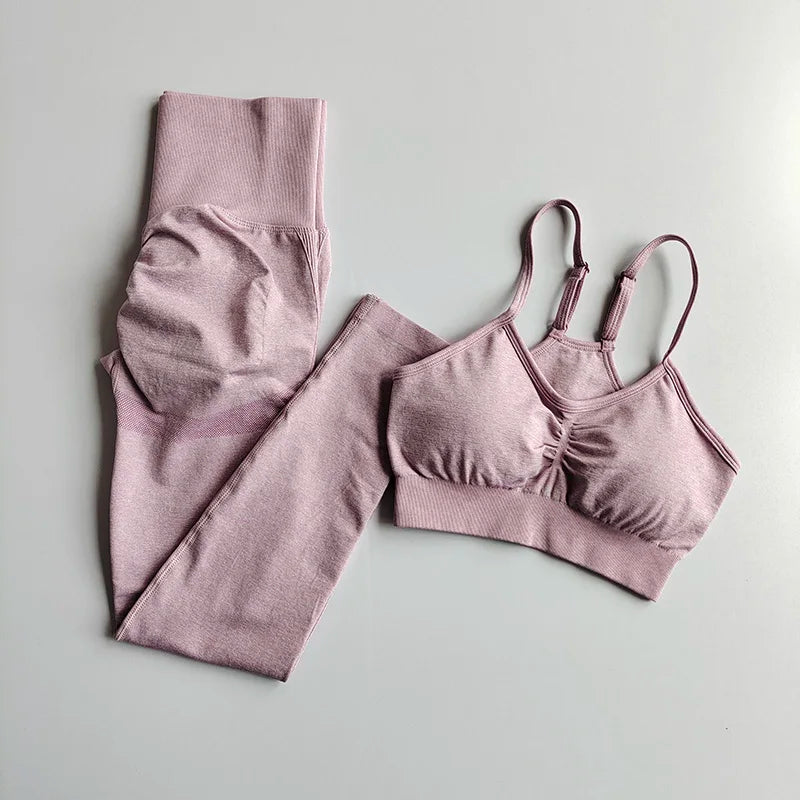 Women'sGym Tracksuit Fitness Yoga Sets Sportswear Workout Bra+High Waist Leggings Gym Clothing Seamless Bra Suit Sports Suits