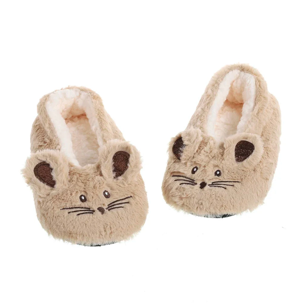 Home Fuzzy Slipper Women Winter Fur Contton Warm Plush Non Slip Grip Indoor Fluffy Lazy Female Mouse Ears Floor Shoe Living room