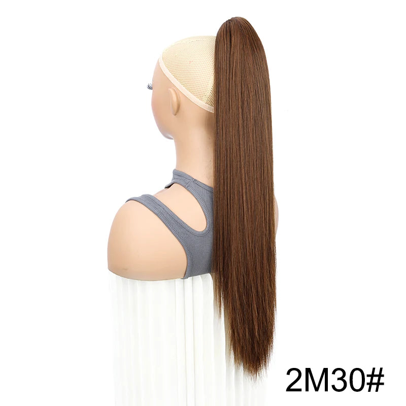 Syntheitc Claw Clip On Long Straight Ponytail Hair Extension Black Brown Blonde for Women