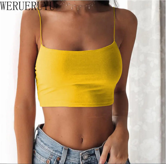 Crop Top Women Aesthetic Streetwear White Black Yellow Red Tank Top for Womens