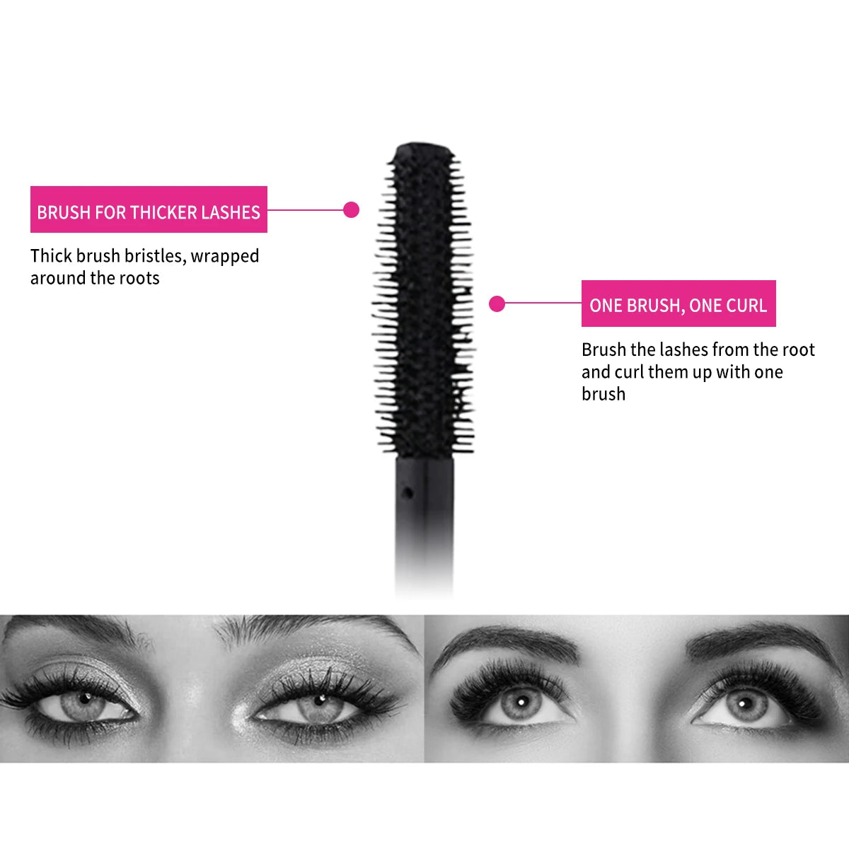 Barubt 4D Mascara - Lengthening, Thickening, Waterproof, Sweat-Resistant, Non-Smudging, Easy to Remove