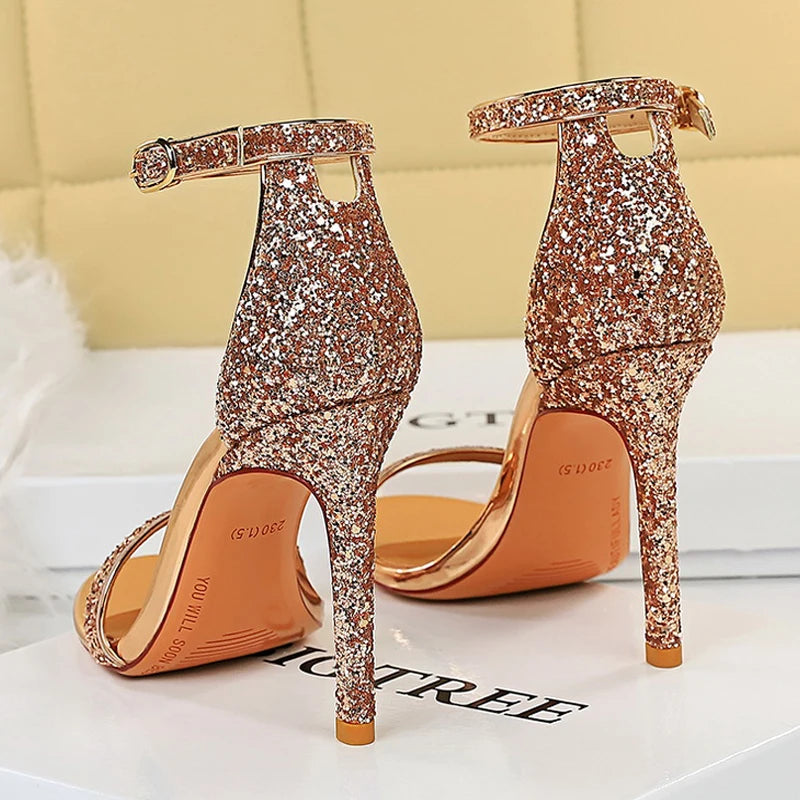 Shoes Sexy High Heels Women Pumps Sparkle Sequins Stiletto Heels 10 Cm Party Shoes Women Heels Summer Women Sandals New