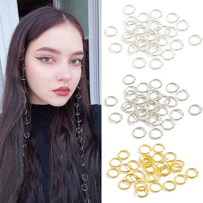 30Pcs/Lot Mix Color Charms Hair Braid Dread Dreadlock Beads Clips Cuffs Rings Hoop Adjustable Jewelry 14MM Clasps Accessories