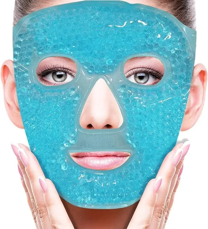 SPA Ice Cold and Hot Heat Full Face Eye Mask Sleeping Ice Pack Reduce Face Puff Dark Circles Gel Beads Compress for Woman