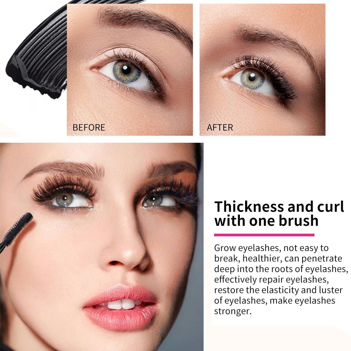 Barubt 4D Mascara - Lengthening, Thickening, Waterproof, Sweat-Resistant, Non-Smudging, Easy to Remove