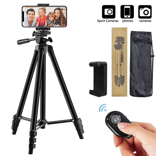 Tripod For Phone Camera Tripod Stand with Bluetooth Remote Phone Holder Lightweight Universal Photography For Xiaomi Huawei DSLR