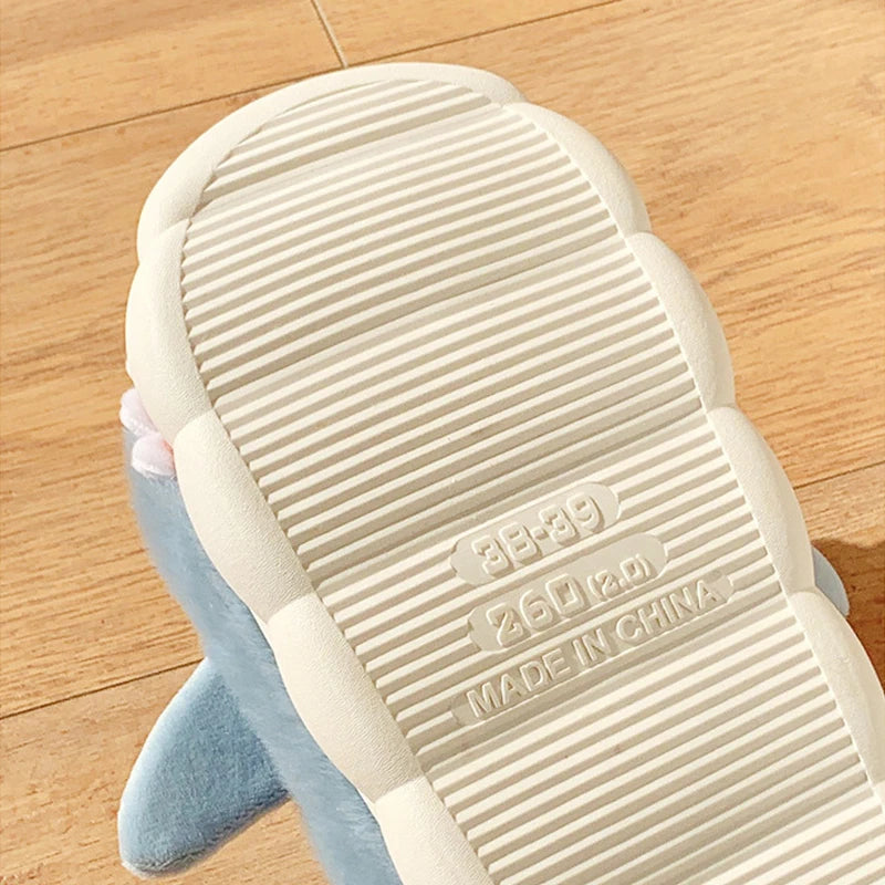 Cute Cartoon Shark Cotton Slipper Womens Winter Indoor Warm Fluffy Slippers Full Size funny slippers for kids