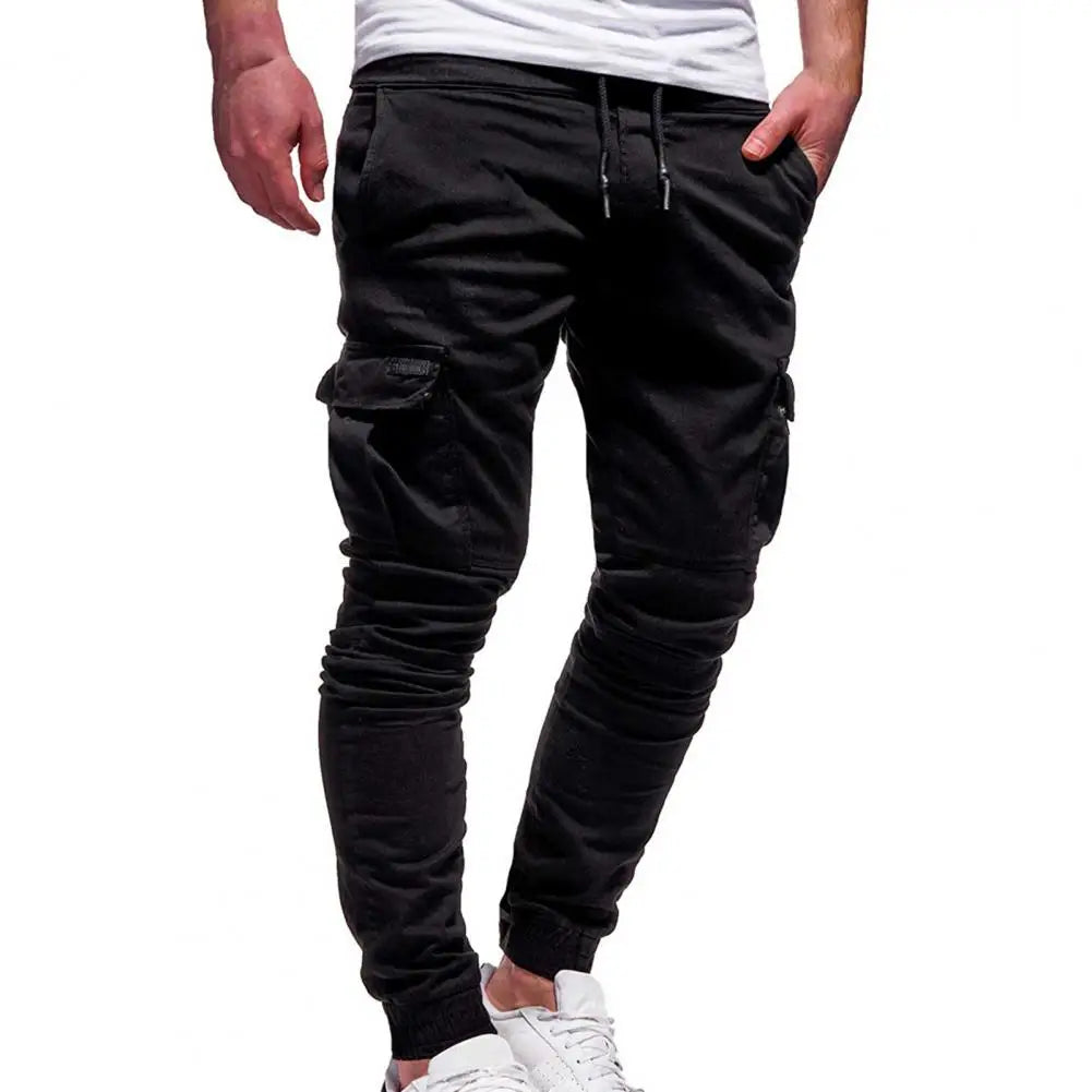 Fashion Trousers Pants Men Pants Solid Color Solid Color Multi Pockets Pants  Slim