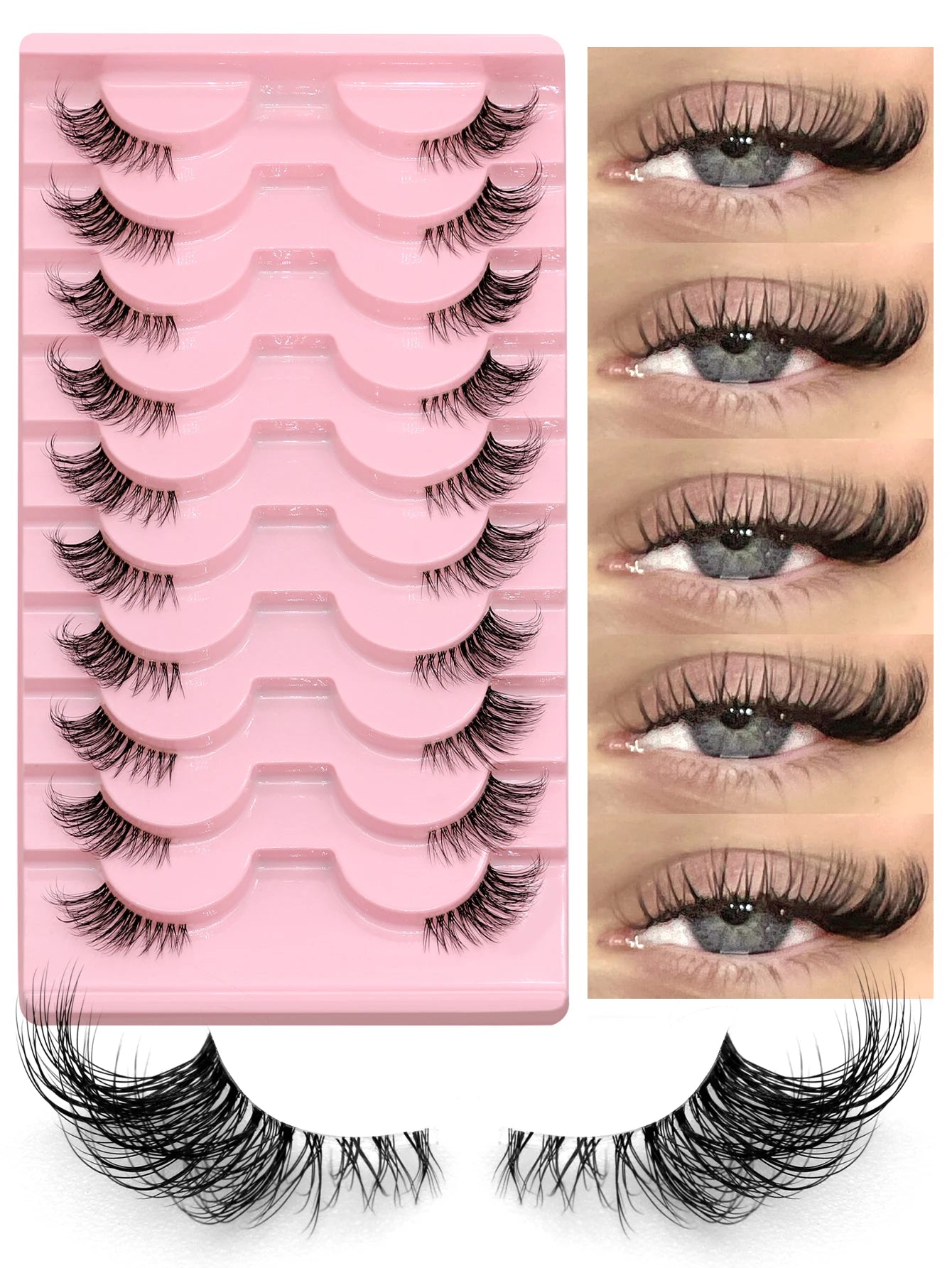 Half Lashes Soft Natural Clear Band Lashes Natural Look Faux Mink Wispy Mink Eyelashes Extension Makeup