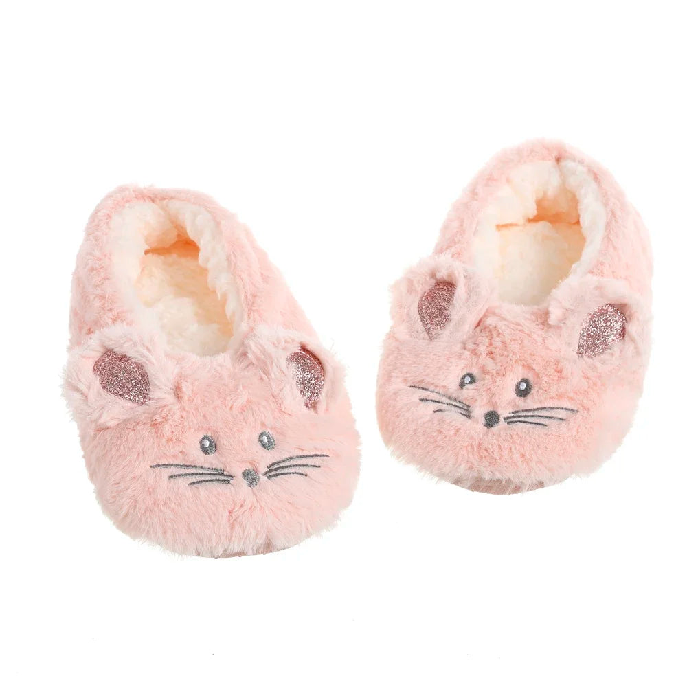 Home Fuzzy Slipper Women Winter Fur Contton Warm Plush Non Slip Grip Indoor Fluffy Lazy Female Mouse Ears Floor Shoe Living room