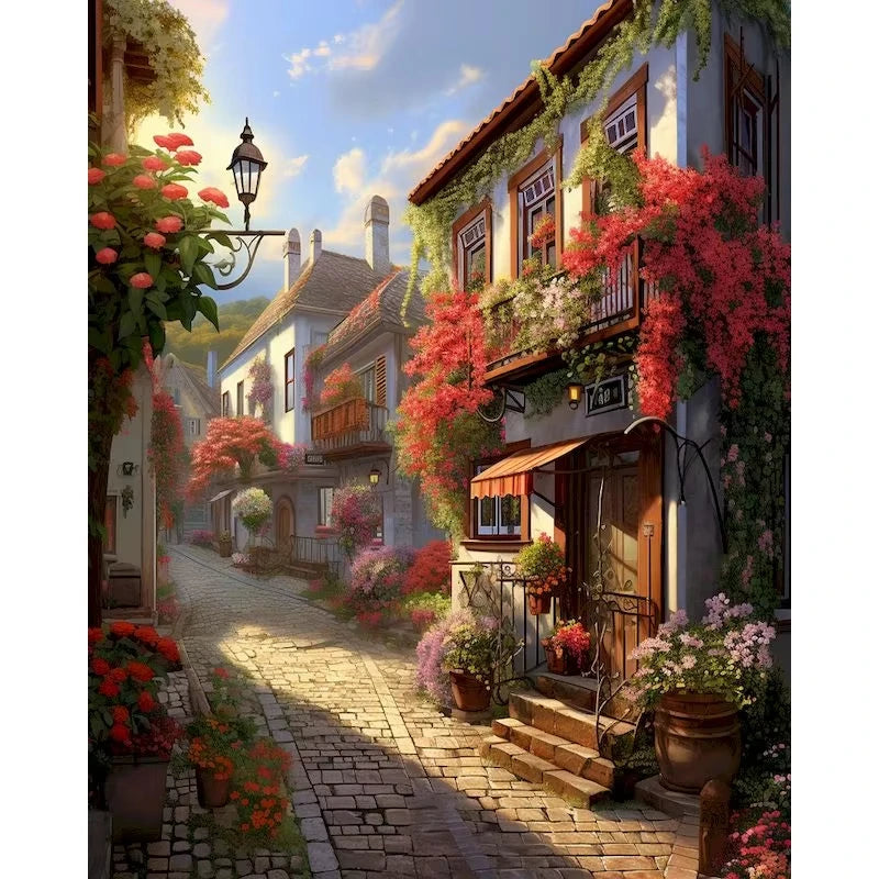 City Landscape Painting By Numbers For Adults DIY Kits HandPainted On Canvas With Framed Oil Picture Drawing Coloring By Number