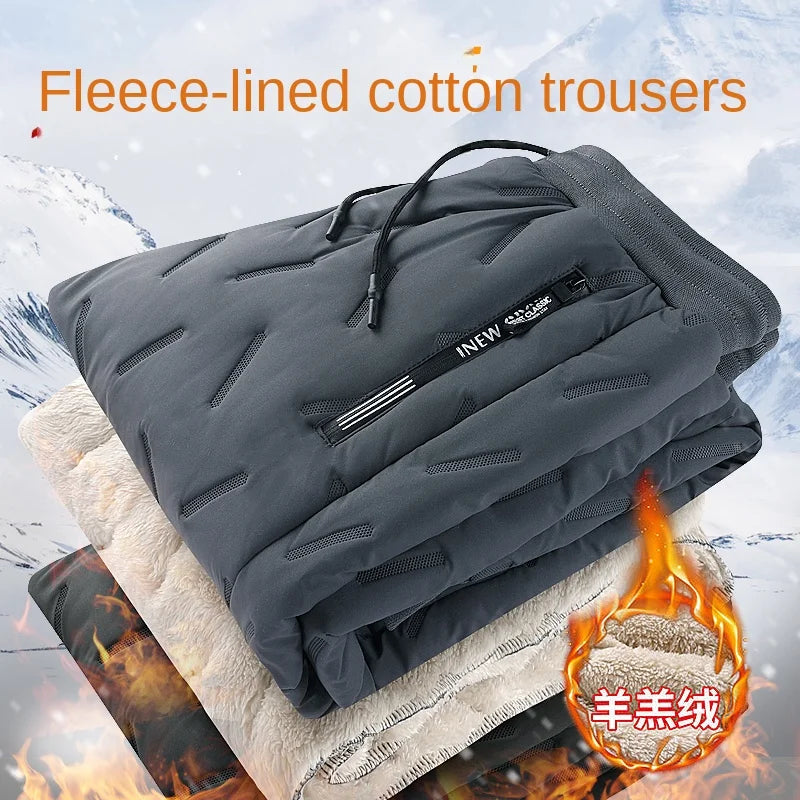 Winter Sweatwear Men Plush Thick Fleece Sweatpant Lambswool Thermal Trousers Casual Pants Windproof Warm Cotton Pants