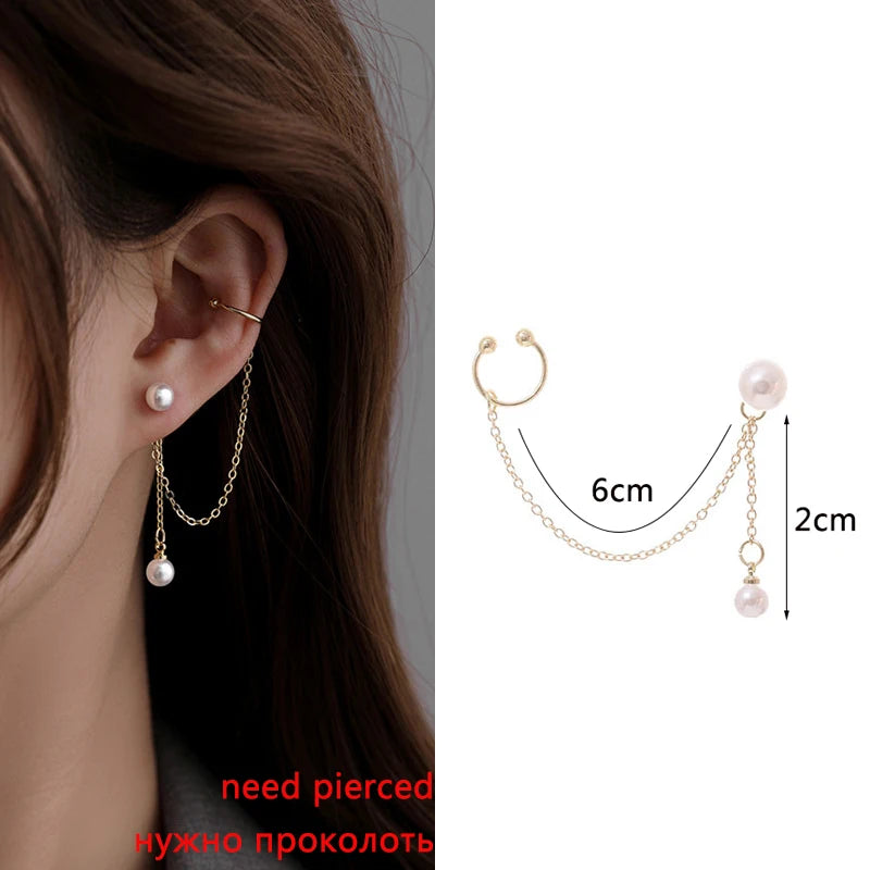 Pearl Tassel Earrings Korean New Butterfly Earrings for Women Romantic Dangle Earrings Personality Party Ear Accessories