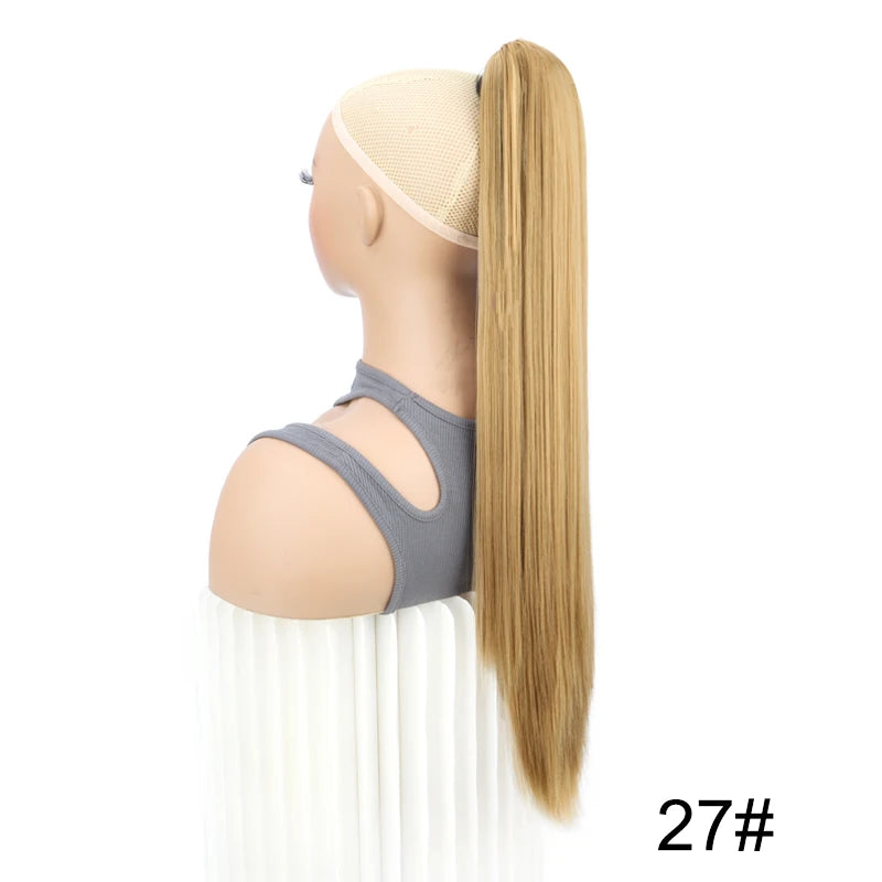 Syntheitc Claw Clip On Long Straight Ponytail Hair Extension Black Brown Blonde for Women