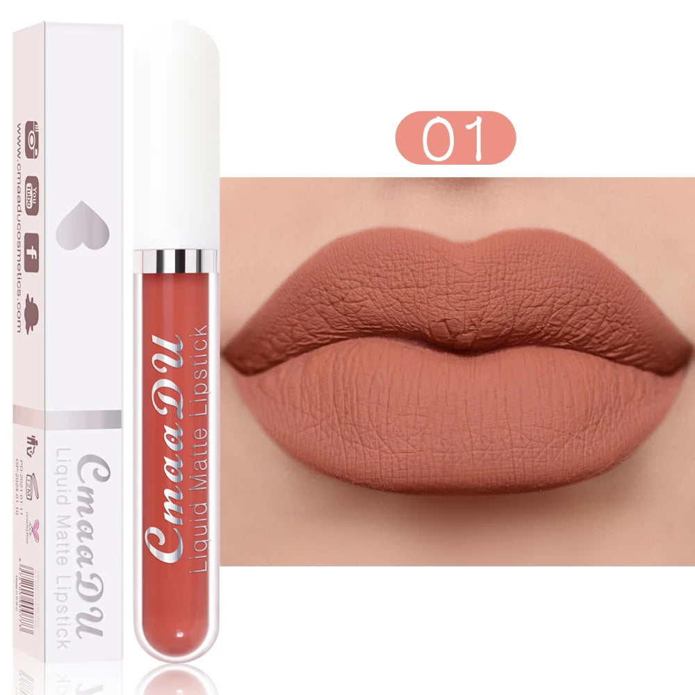 CmaaDu 18 Matte Mist Lip Glaze Long-lasting waterproof Moisturizing Lip Gloss Natural Healthy Lipstick