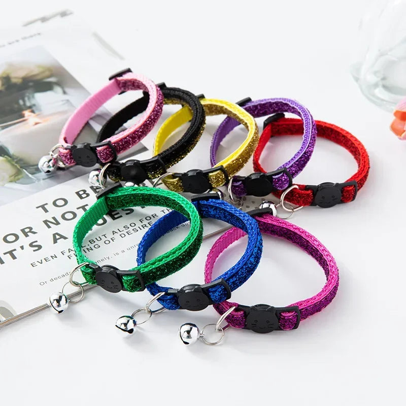 Cat Collar Colors Reflective Breakaway Neck Ring Necklace Bell Pet Products Safety Elastic Adjustable With Soft Material