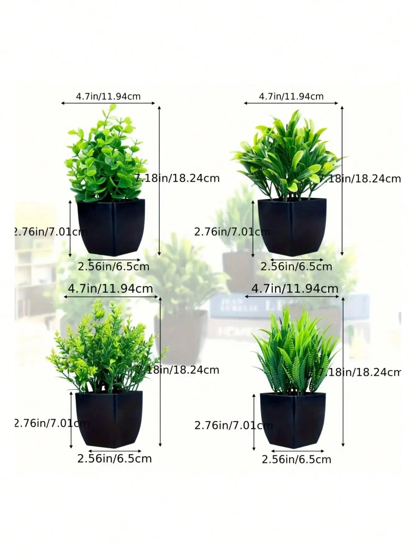 1pc Fake Plant Black Pot, Mini Artificial Eucalyptus Potted Plant for Indoor Home Office Farmhouse  Decorating