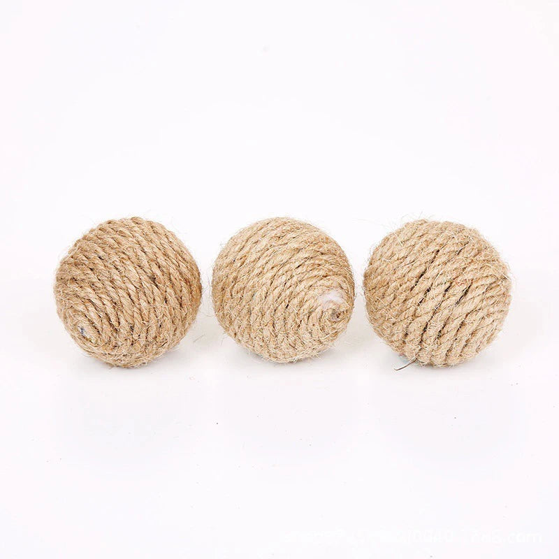 5PCS Cats Sounding Ball Interactive Handmade Sisal Cat Scratching Ball Make Sounds Cat Toy Home Kitten Ball Toys