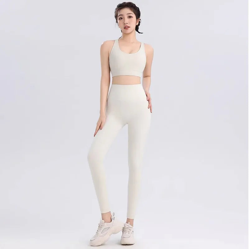 Women Yoga Set 2pcs Sport Suit Gym wear Workout Clothes Sports Crop Top High Waist Legging Fitness Bra Set Breathable Gym Suits