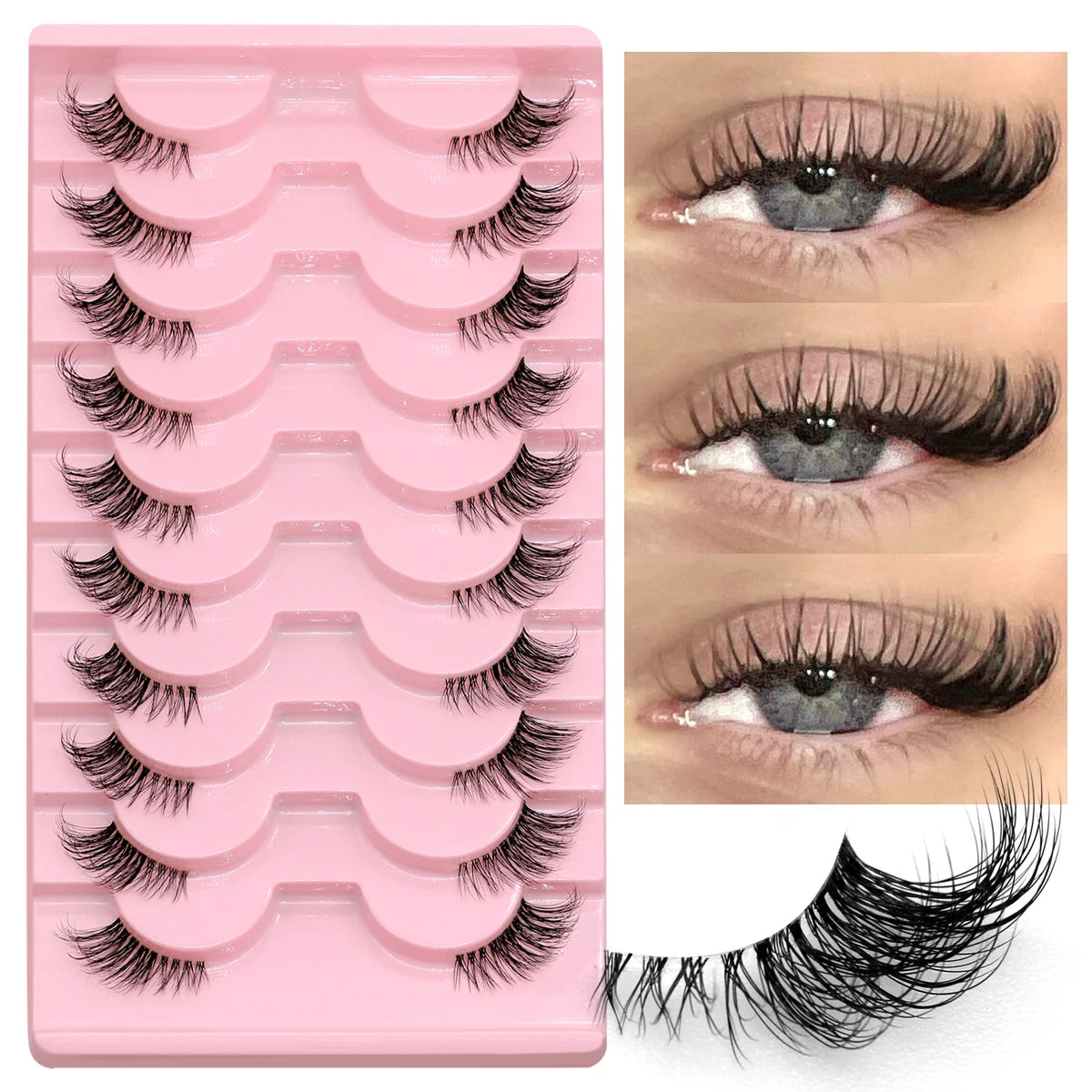 Half Lashes Soft Natural Clear Band Lashes Natural Look Faux Mink Wispy Mink Eyelashes Extension Makeup