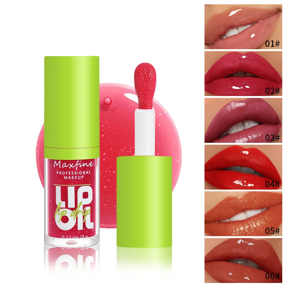 Lip Gloss Waterproof Long-term Moisturizing Non-stick Cup Non-fading Liquid Green Packaging Lip Gloss Cosmetics