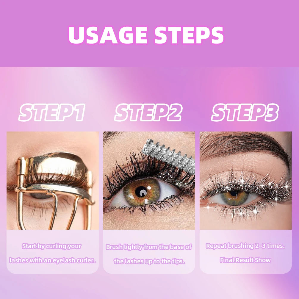 Diamond Glitter Mascara Long Lasting Quick Dry Curling Extension Eyelashes Mascara Beauty Shiny Cosmetic For Women Makeup