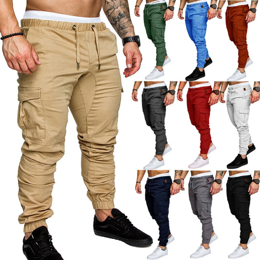 New Tooling Multi Pocket Trousers Men's Cargo Pants Woven Fabric Casual Safari Style Joggers Men