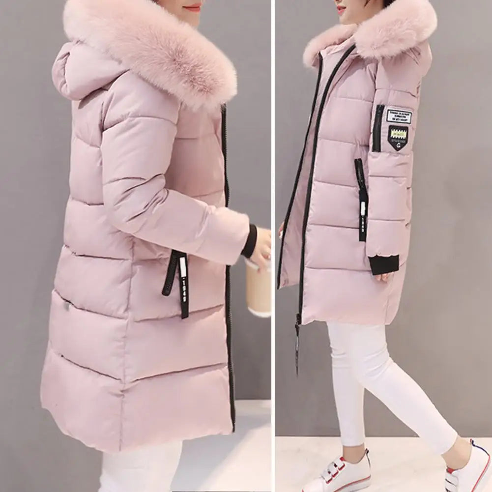 Winter Women Parka Coats Long Cotton Casual Fur Hooded Jackets Thick Warm Slim-fit Jacket Female Overcoat Clothing