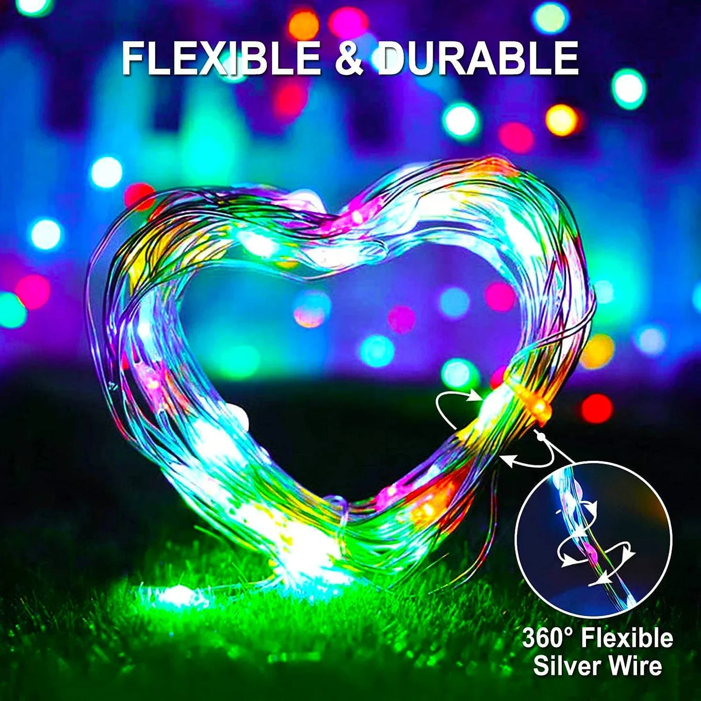 Solar String Lights Outdoor Waterproof Copper Wire Fairy Lights 8 Modes Suitable for Wedding Party Christmas Decoration