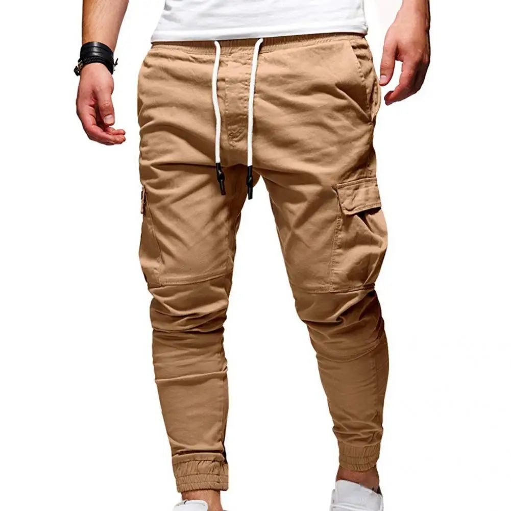 Fashion Trousers Pants Men Pants Solid Color Solid Color Multi Pockets Pants  Slim