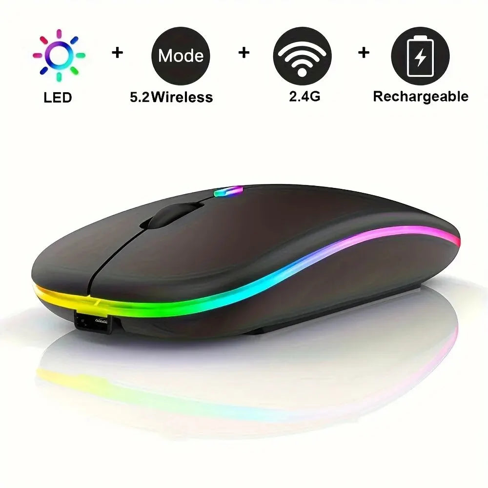 Wireless Mouse Gaming Mouse Backlight USB Compatible RGB Rechargeable Mice Silent Backlit Ergonomic Gaming Mouse for Laptop PC