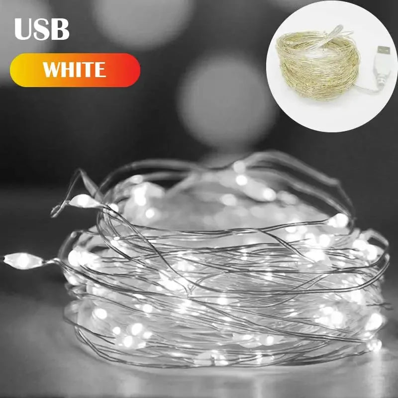 USB LED String Lights 5M Silver Wire Garland Light Waterproof Fairy Lights For Christmas Wedding Holiday Party Decoration