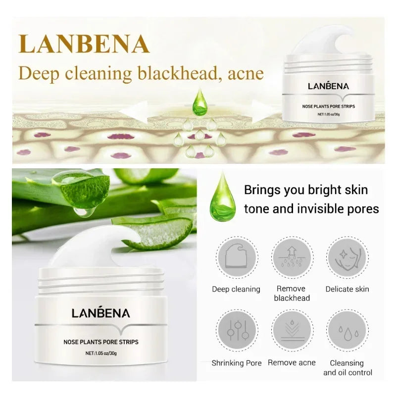 LANBENA Blackhead Remover Nose Mask Pore Strip Black Mask Peeling Treatment Face Deep Cleansing Skin Care Korea Cosmetics