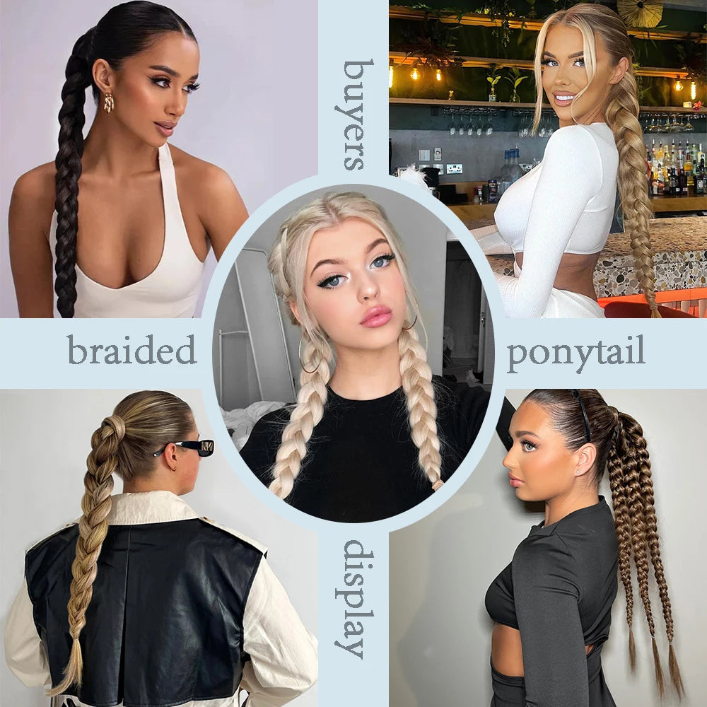 Braid Extensions With Rubber Band 24 Inch Boxing Braided Hair Extensions For Women Daily Use