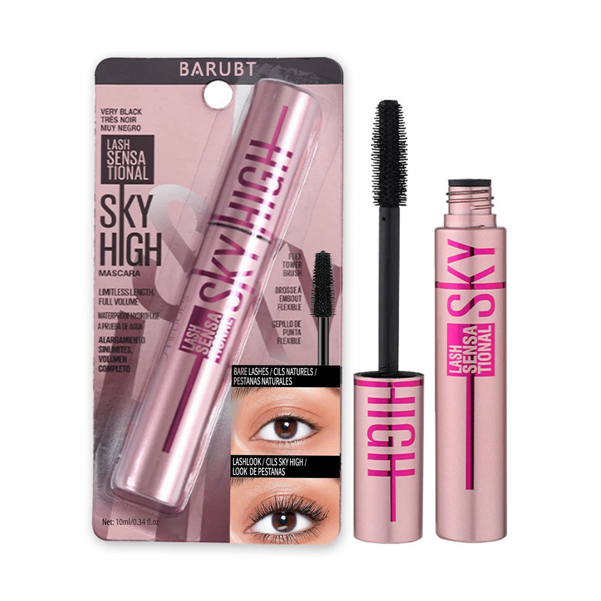 Barubt 4D Mascara - Lengthening, Thickening, Waterproof, Sweat-Resistant, Non-Smudging, Easy to Remove