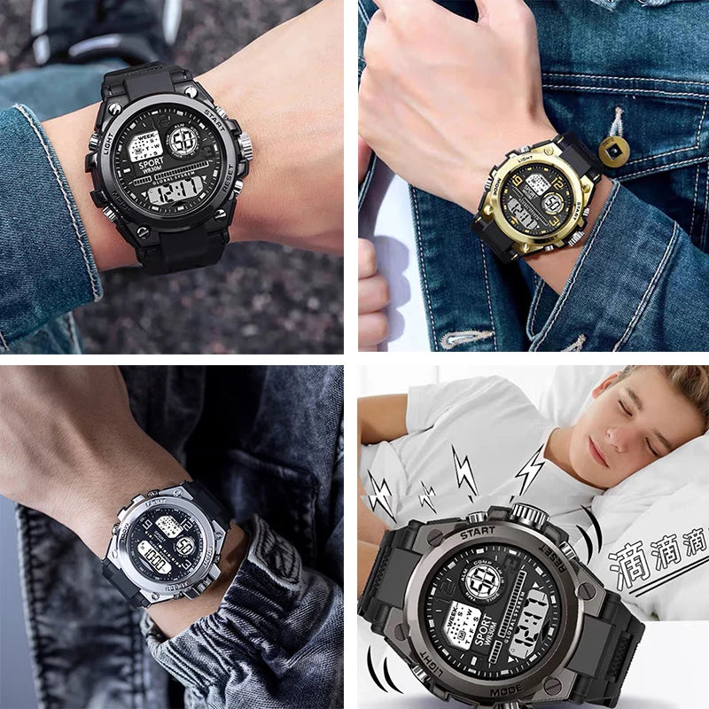 Men's Sports Watch Waterproof Luminous Alarm Clock Men LED Digital Watch Large dial Electronic Wristwatch for Man