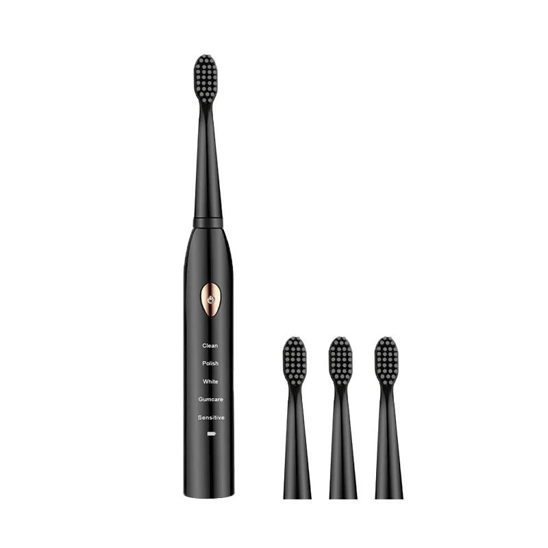 Jianpai Adult Black White Classic Acoustic Electric Toothbrush Adult 5-gear Mode USB Charging IPX7 Waterproof Acoustic Electric