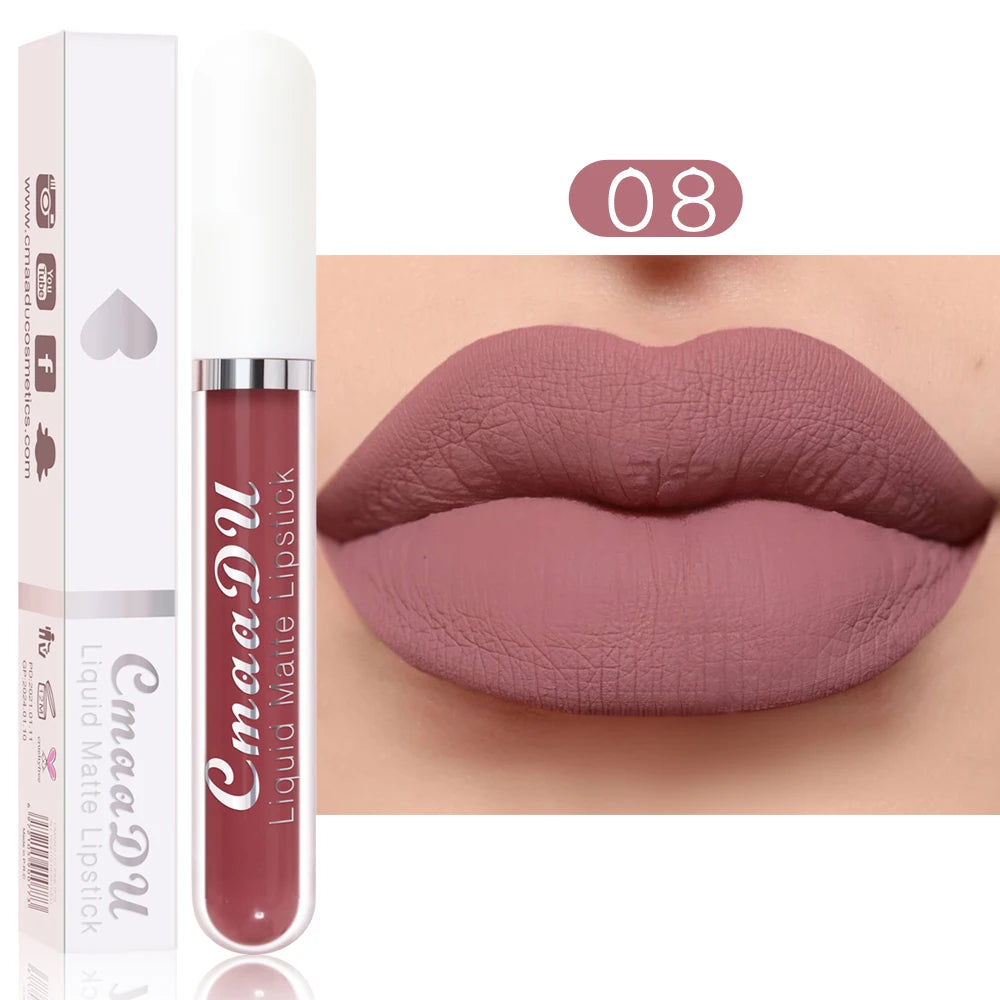 CmaaDu 18 Matte Mist Lip Glaze Long-lasting waterproof Moisturizing Lip Gloss Natural Healthy Lipstick