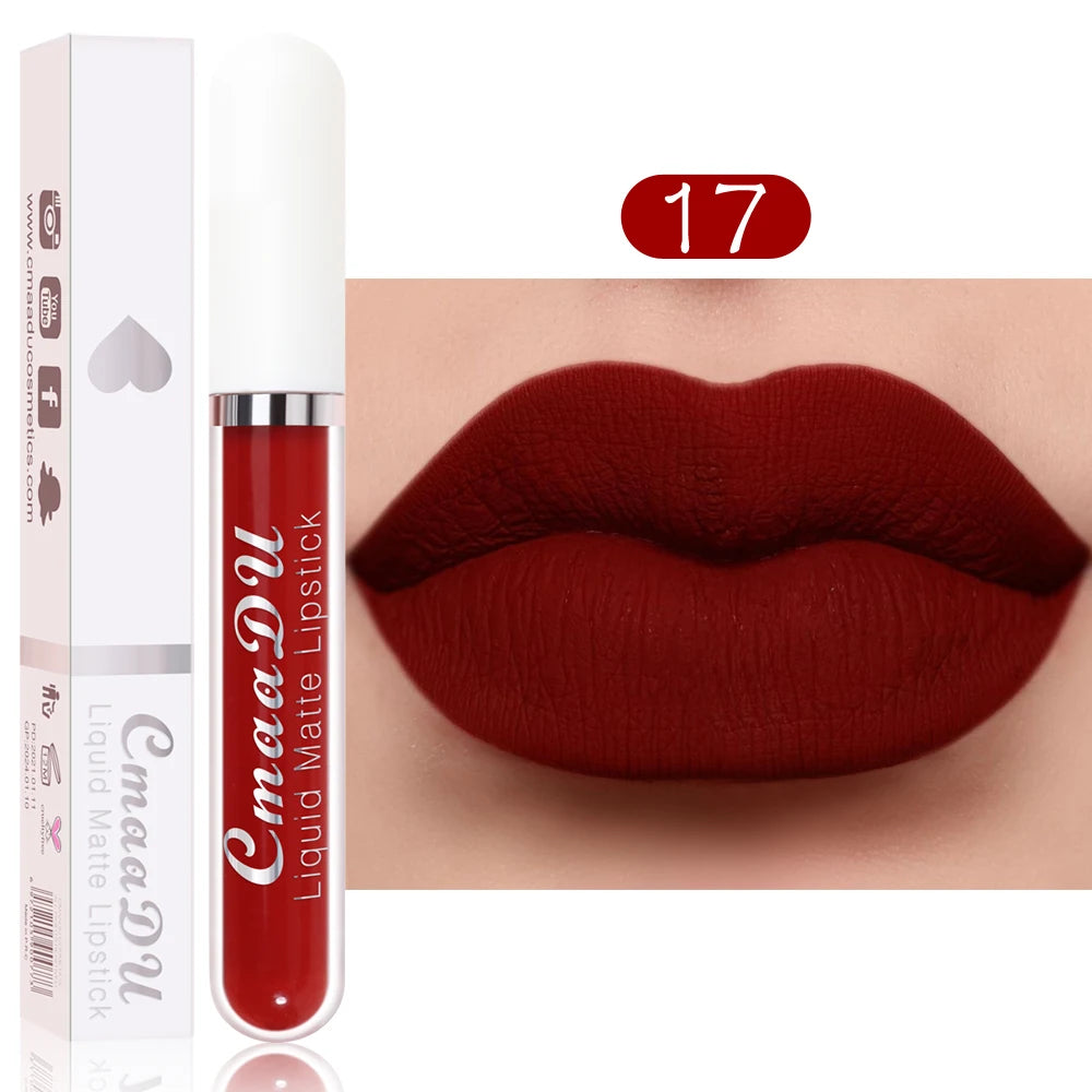 CmaaDu 18 Matte Mist Lip Glaze Long-lasting waterproof Moisturizing Lip Gloss Natural Healthy Lipstick