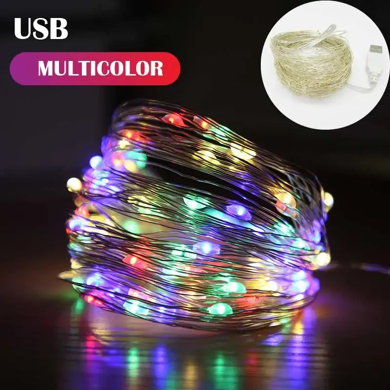 USB LED String Lights 5M Silver Wire Garland Light Waterproof Fairy Lights For Christmas Wedding Holiday Party Decoration