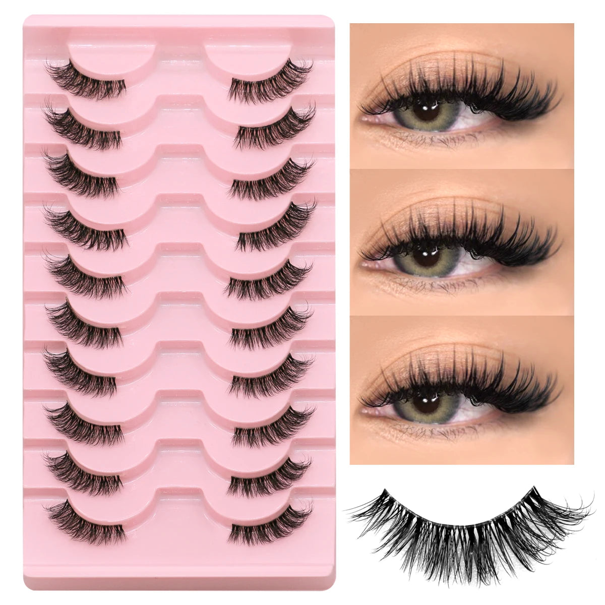 Half Lashes Soft Natural Clear Band Lashes Natural Look Faux Mink Wispy Mink Eyelashes Extension Makeup