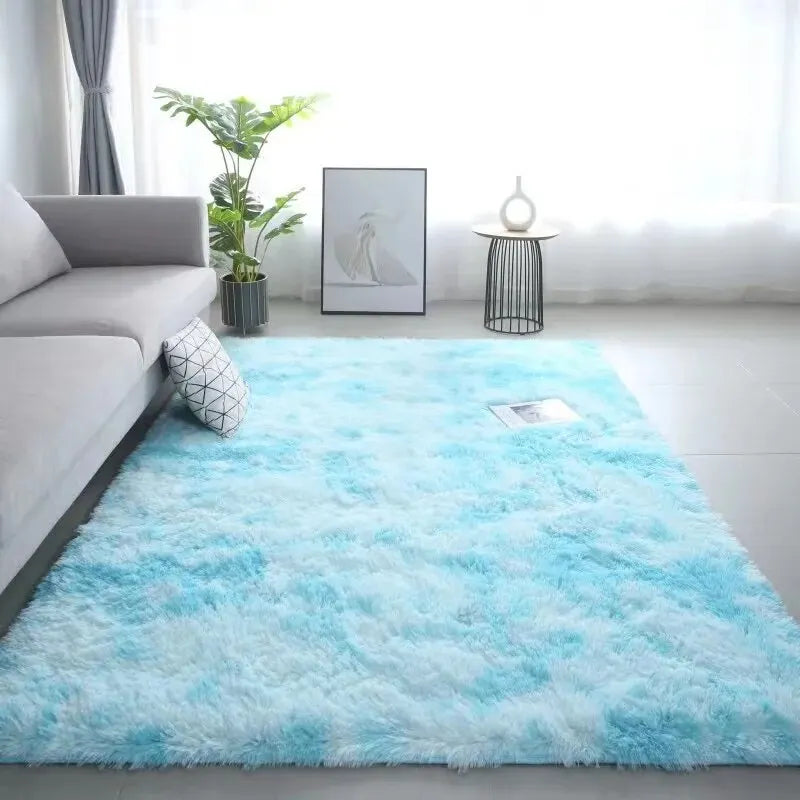 Silk Wool Rugs Children's Room Living Room Bedroom Tie-Dye Non-Slip Washable Machine Washable Carpet Mats