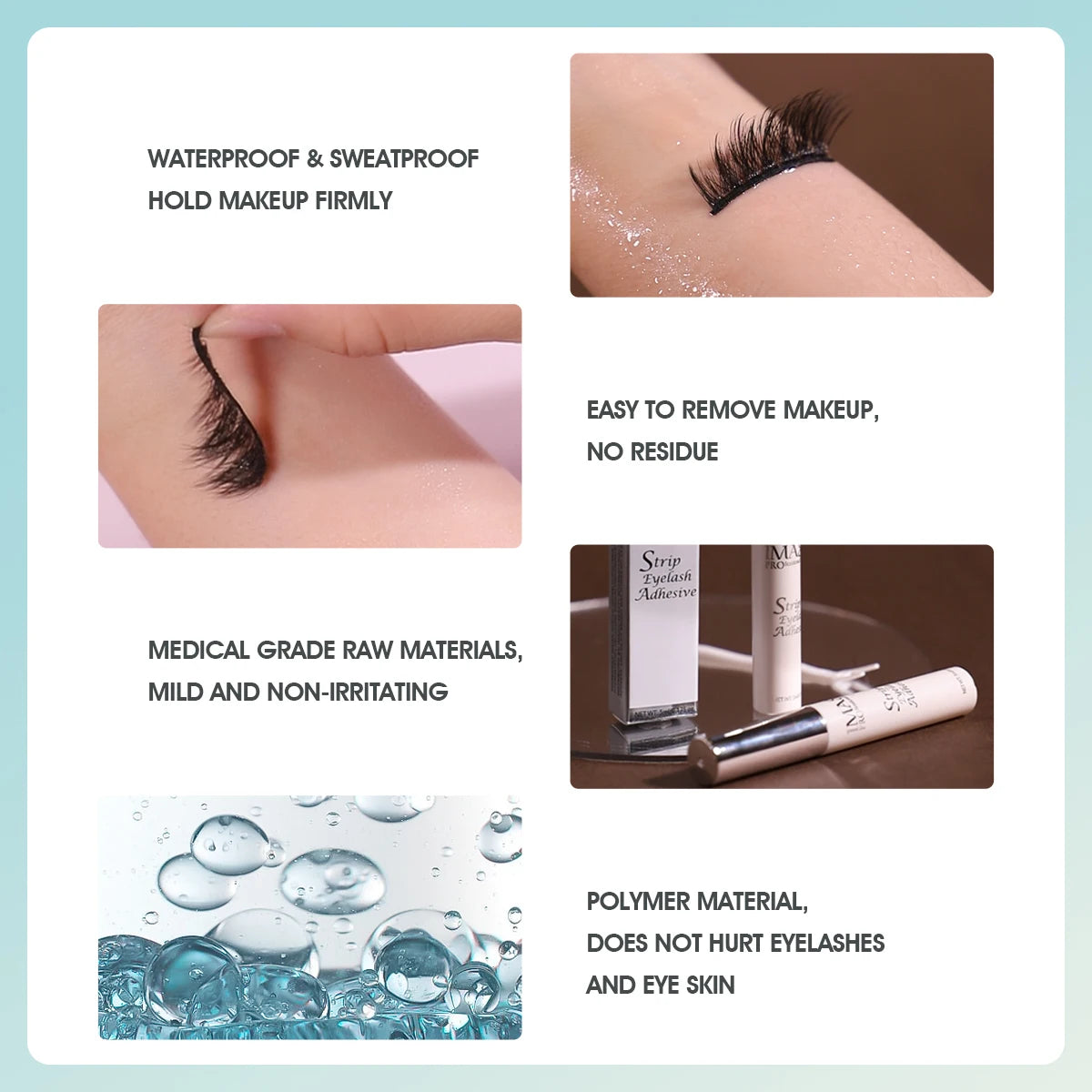 False Eyelash Extension Glue Waterproof Fast Dry Long Lasting Strong No Irritation Transparent Eyelash Primer Tools