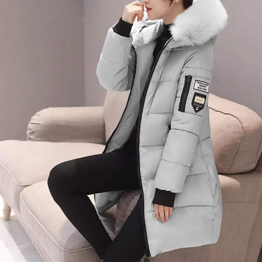 Winter Women Parka Coats Long Cotton Casual Fur Hooded Jackets Thick Warm Slim-fit Jacket Female Overcoat Clothing