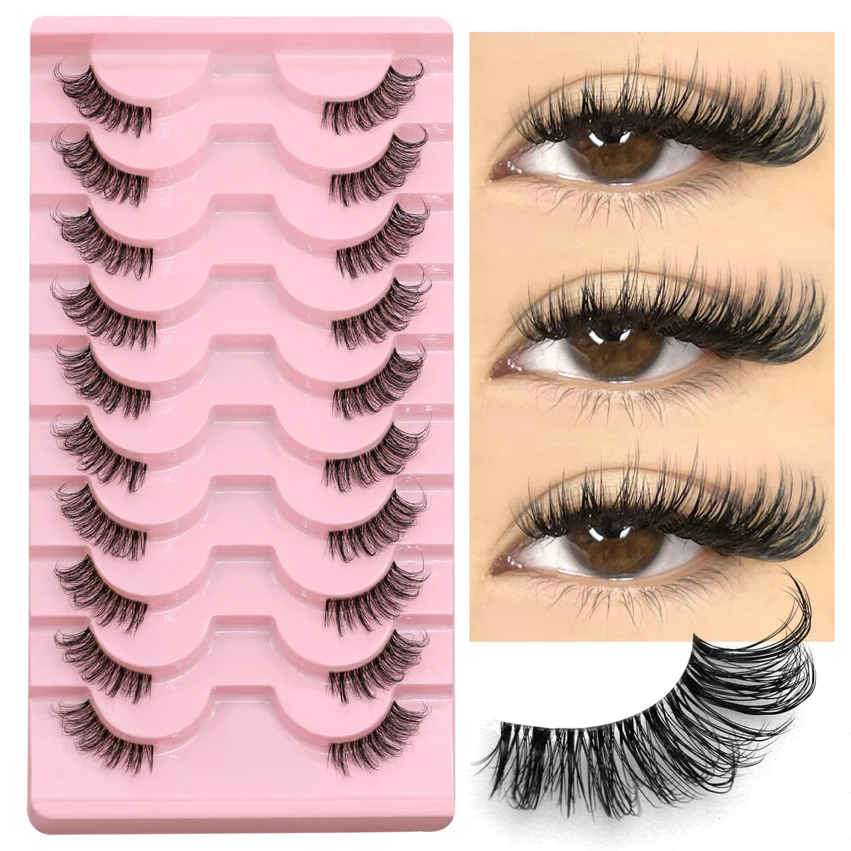 Half Lashes Soft Natural Clear Band Lashes Natural Look Faux Mink Wispy Mink Eyelashes Extension Makeup