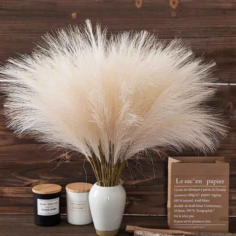 10pcs Artificial Reed Ins Wind Bouquet Imitation Flowers Bohemian Home Living Room Decor Fake Reed Christmas Wedding Decoration